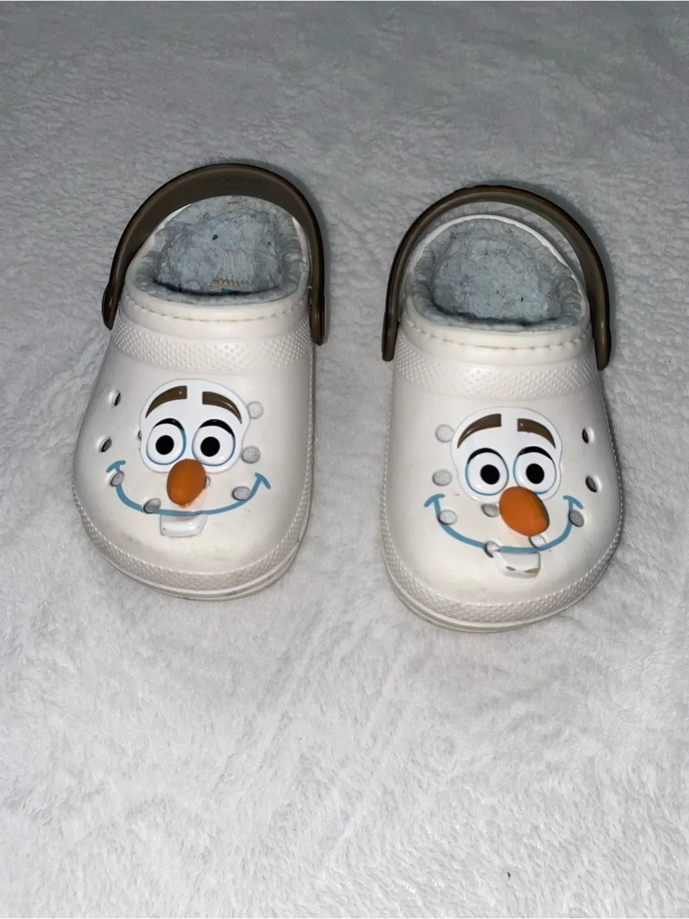 Crocs Unisex Disney Frozen Olaf Lined Classic Clog Size 7 Kids Used
